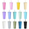 24oz multi color acrylic cup Travel tumbler Double wall reusable cup Modern matte tumbler Portable daily water cup for coffee